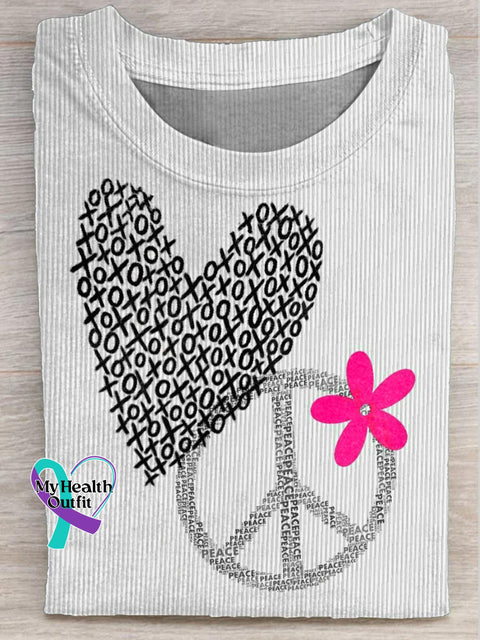 XOXO Peaceful Love Print Casual Round Neck Short Sleeve T-Shirt Multicolor / S