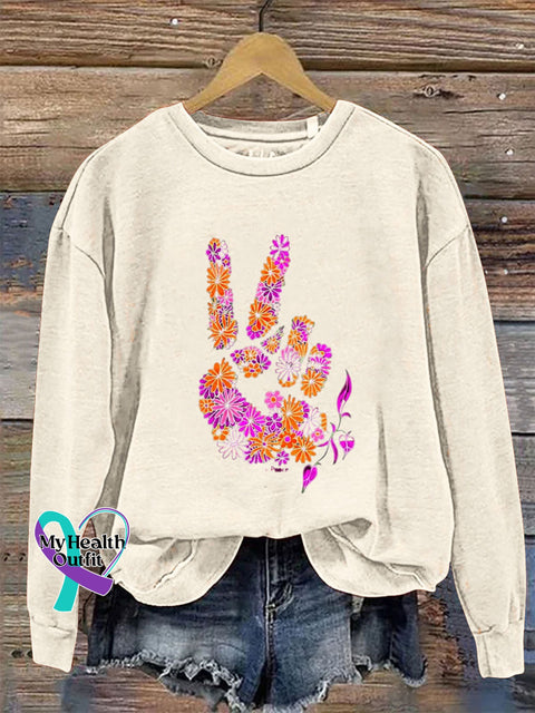 Yeah Long Sleeve Crew Neck Casual Sweatshirt Beige / S