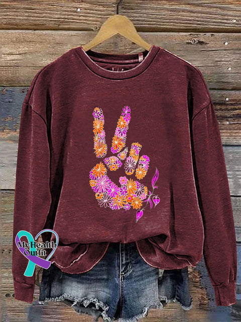 Yeah Long Sleeve Crew Neck Casual Sweatshirt Claret / S