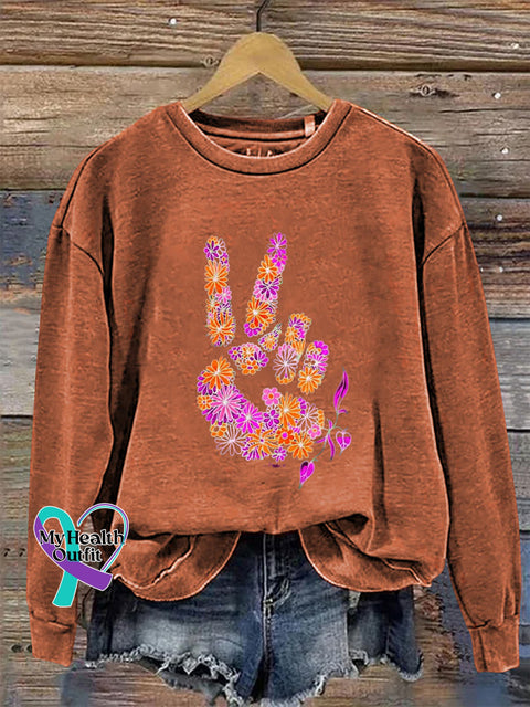 Yeah Long Sleeve Crew Neck Casual Sweatshirt Orange / S