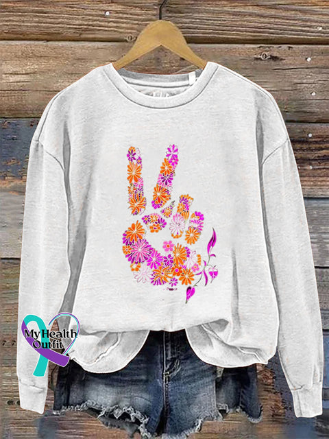 Yeah Long Sleeve Crew Neck Casual Sweatshirt White / S