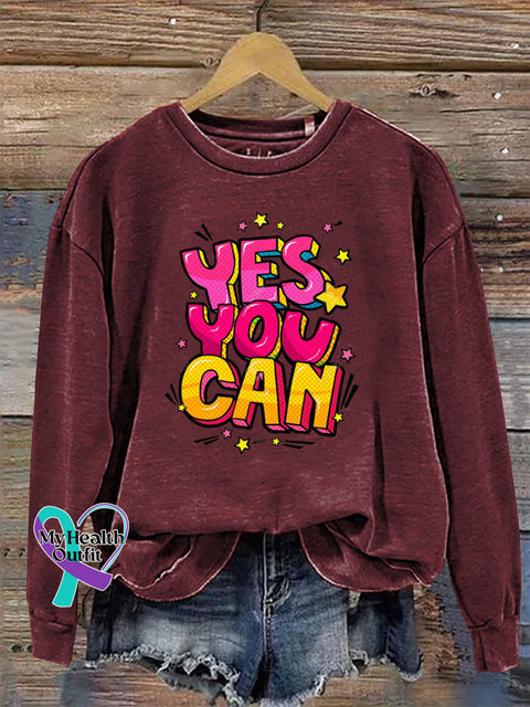 Yes You Can Crew Neck Long Sleeve Sweatshirt Claret / S