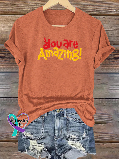 You Are Amazing Casual Round Neck Short Sleeve Orange / S