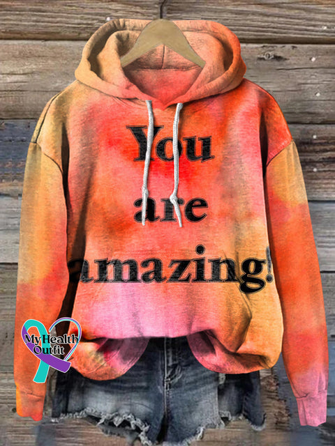 You Are Amazing Printed Casual Hoodie Multicolor / S