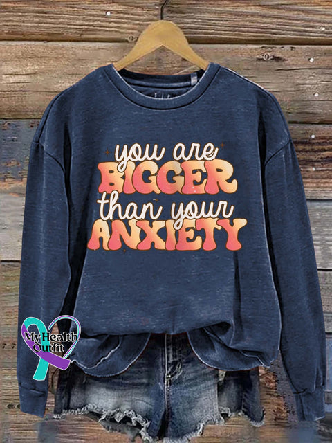 You Are Bigger Than Your Anxiety Art Print Pattern Casual Sweatshirt Navy / S