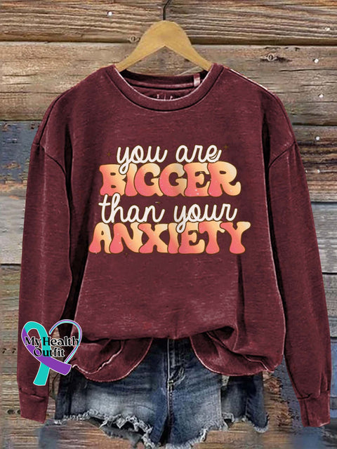 You Are Bigger Than Your Anxiety Art Print Pattern Casual Sweatshirt Red / S