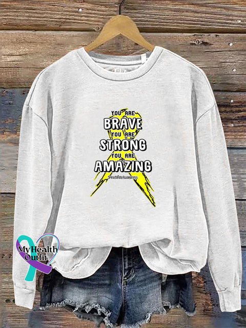 You Are Brave You Are Strong You Are Amazing Round Neck Long Sleeve Sweatshirt White / S