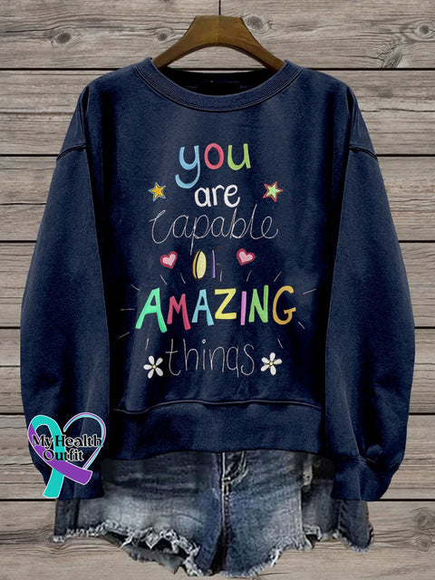 You Are Capable Of Amazing Things Casual Print Sweatshirt Navyblue / S