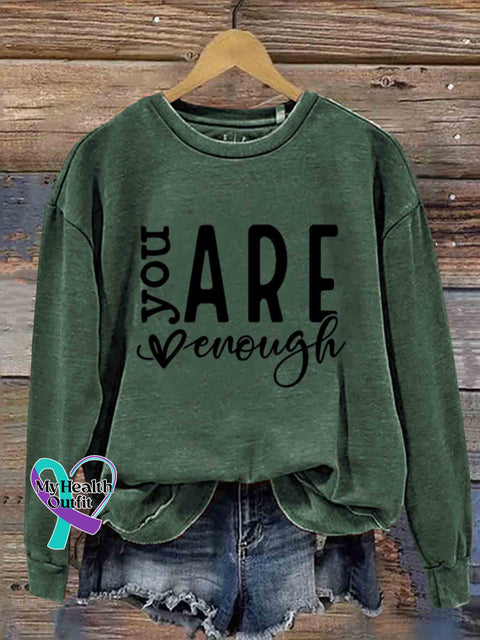 You Are Enough Art Casual Sweatshirt Green / S