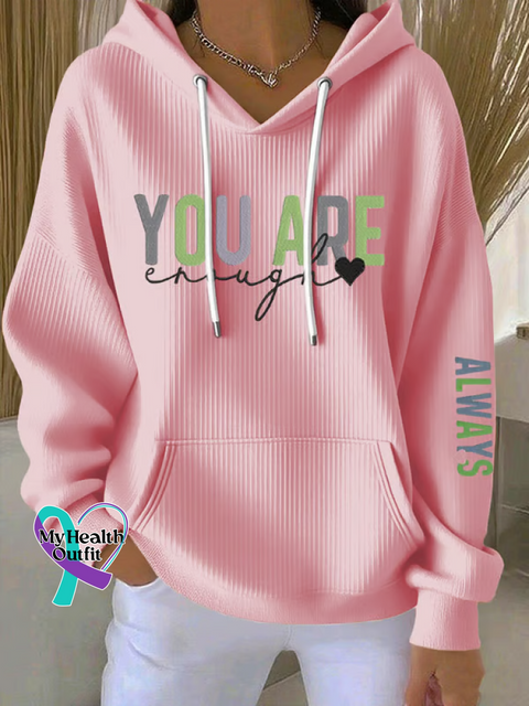 You Are Enough Casual Hoodie Sweatshirt Pink / S