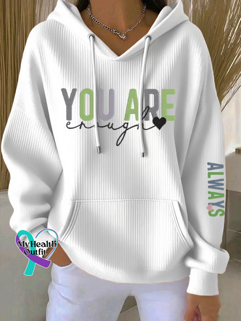 You Are Enough Casual Hoodie Sweatshirt White / S
