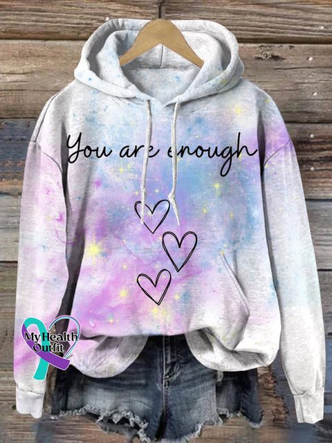 You Are Enough Hooded Long-Sleeved Casual Sweatshirt