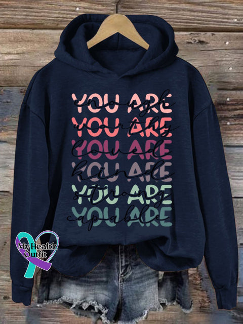 You Are Enough Loved Worthy Kind Strong Letter Print Casual Sweatshirt Navyblue / S