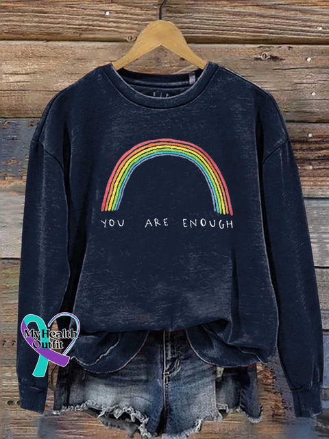 YOU ARE ENOUGH Mental Health Matters Rainbow Casual Sweatshirt Blue / S