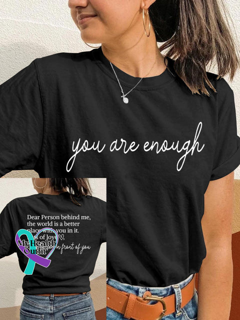 You Are Enough Printing T-Shirt Black / S