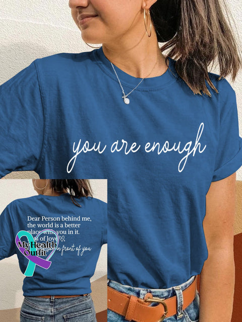 You Are Enough Printing T-Shirt Blue / S