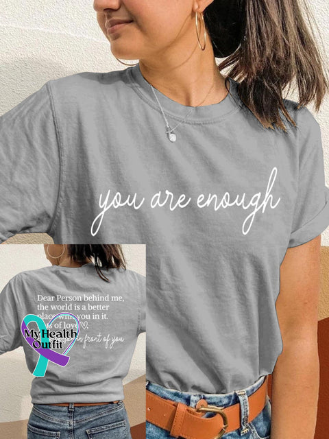You Are Enough Printing T-Shirt Grey / S