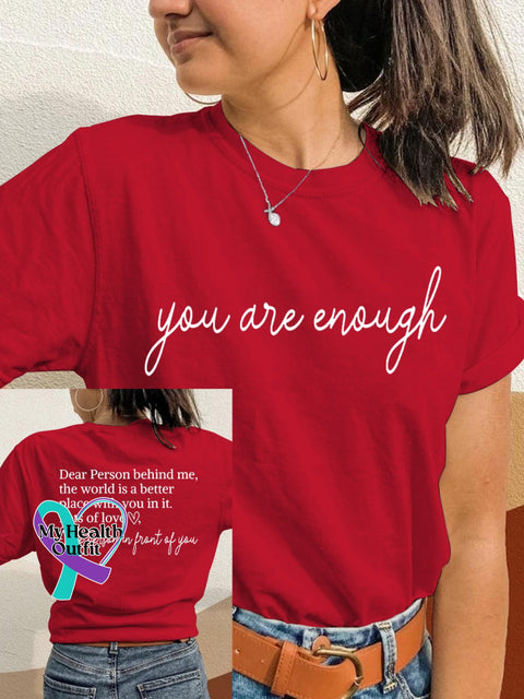 You Are Enough Printing T-Shirt Red / S