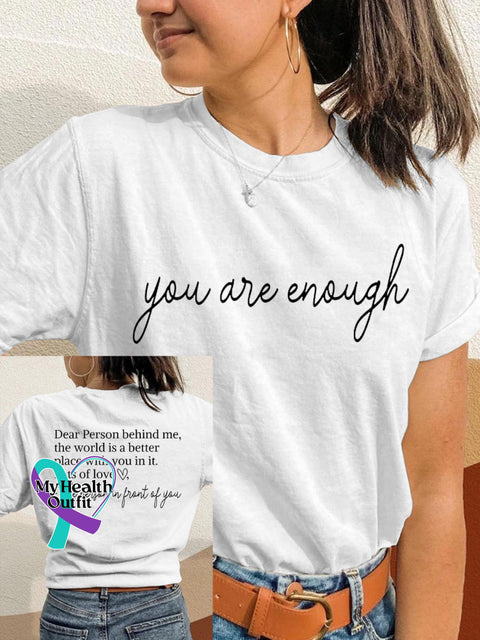 You Are Enough Printing T-Shirt White / S