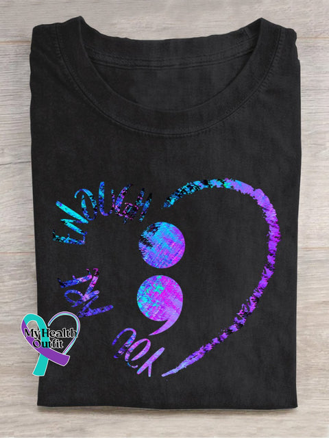 You Are Enough Suicide Prevention Casual Print T-Shirt Black / S