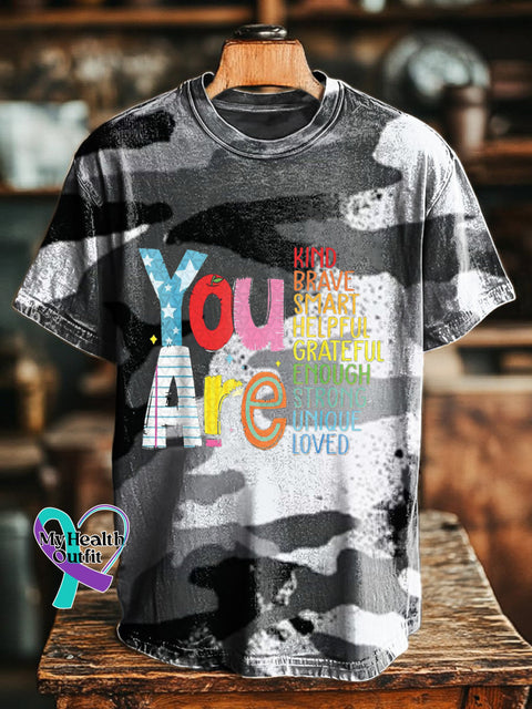 You Are Kind Brave Smart Helpful Printed Casual Crew Neck Short Sleeve T-Shirt Multicolor / S