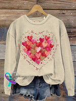 You Are My Heart You Are My Sunshine Valentine’s Day Print Casual Sweatshirt Khaki / S