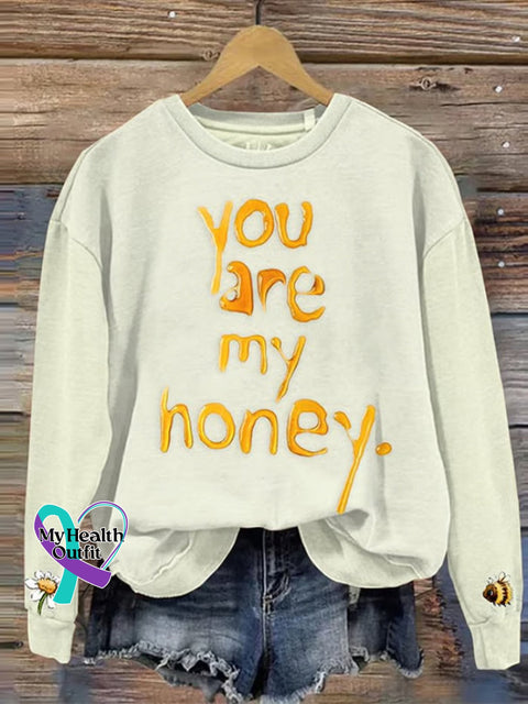 You Are My Honey Art Print Casual Sweatshirt White / S