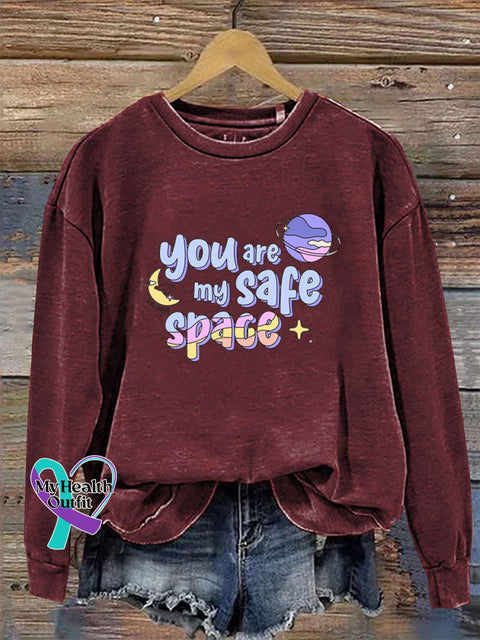 You Are My Safe Space Crew Neck Long Sleeve Sweatshirt Claret / S