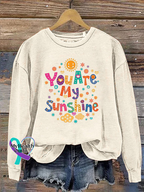 You Are My Sunshine Crew Neck Long Sleeve Sweatshirt Beige / S