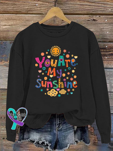 You Are My Sunshine Crew Neck Long Sleeve Sweatshirt Black / S