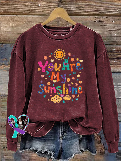 You Are My Sunshine Crew Neck Long Sleeve Sweatshirt Claret / S
