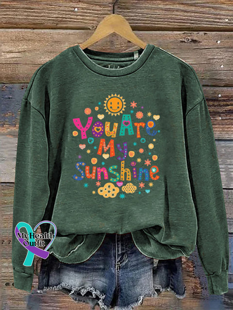 You Are My Sunshine Crew Neck Long Sleeve Sweatshirt Green / S