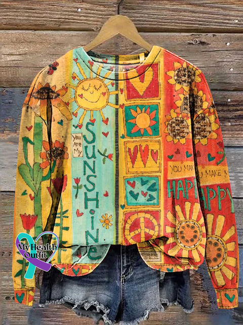 You Are My Sunshine Peace Sign Love and Peace Sweashirt Multicolor / S