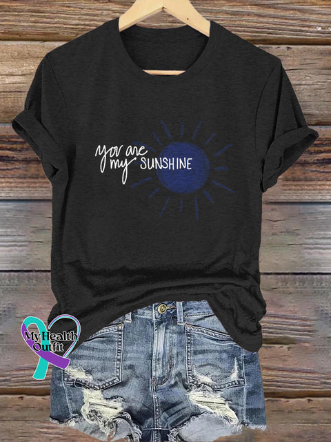 You Are My Sunshine Printed Casual Round Neck Short Sleeve T-Shirt Black / S