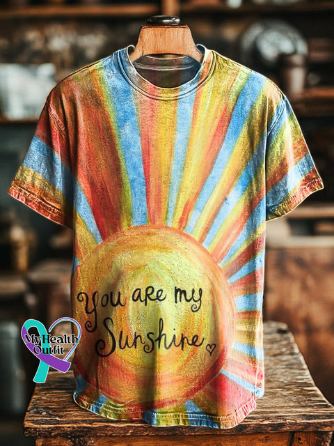 You Are My Sunshine Printed Casual Round Neck Short Sleeve T-Shirt Multicolor / S