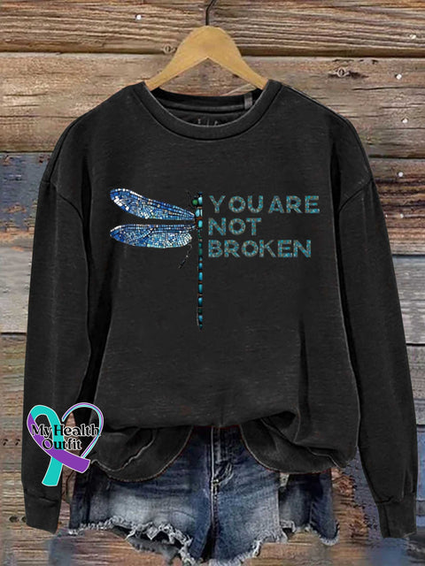 YOU ARE NOT BROKEN Dragonfly Casual Sweatshirt Black / S