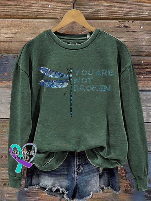 YOU ARE NOT BROKEN Dragonfly Casual Sweatshirt Green / S