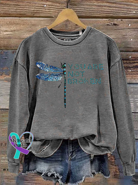 YOU ARE NOT BROKEN Dragonfly Casual Sweatshirt Grey / S