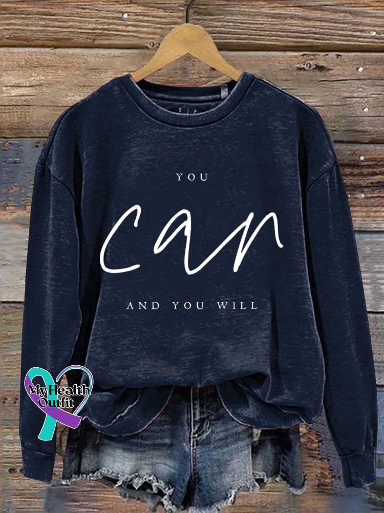 You Can And You Will Print Casual Sweatshirt Blue / S