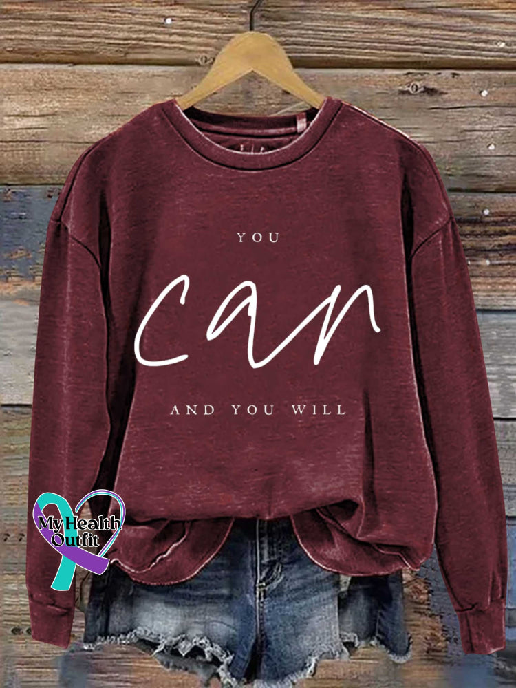 You Can And You Will Print Casual Sweatshirt Red / S