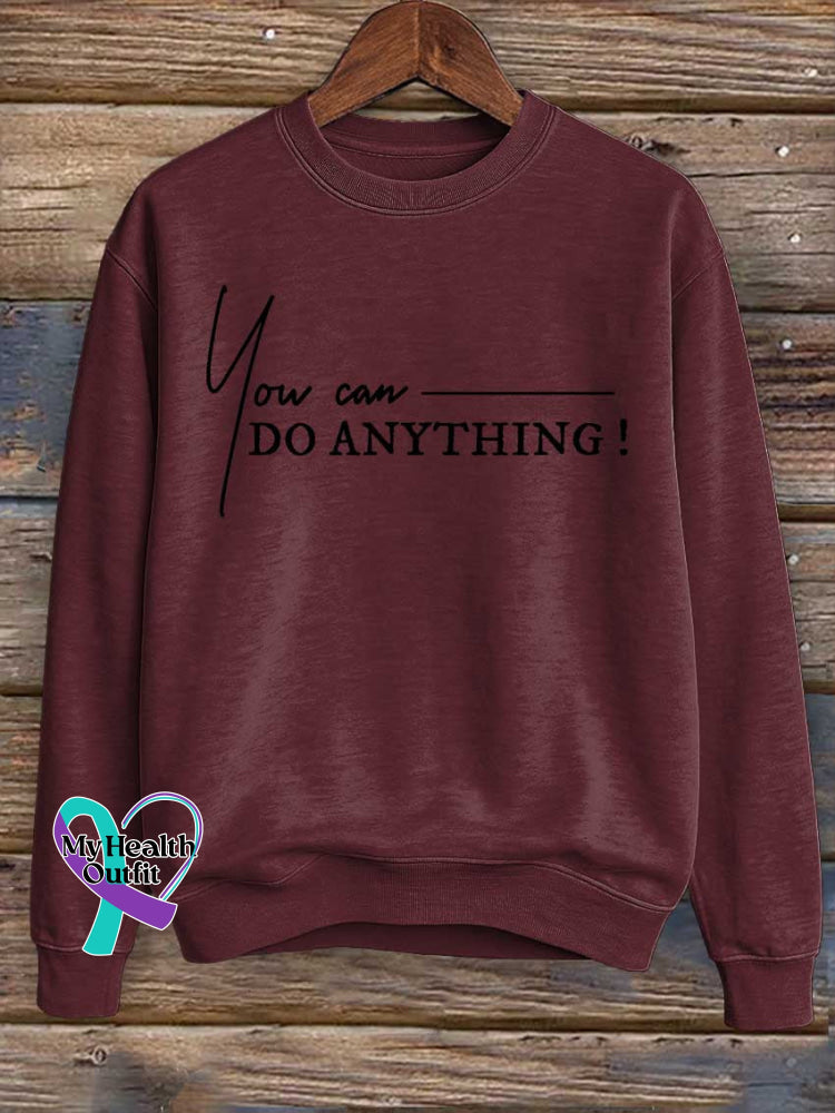 You Can Do Anything Print Casual Sweatshirt Red / S