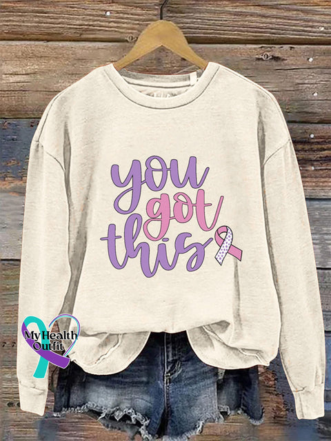 You Got This Crew Neck Long Sleeve Sweatshirt Beige / S