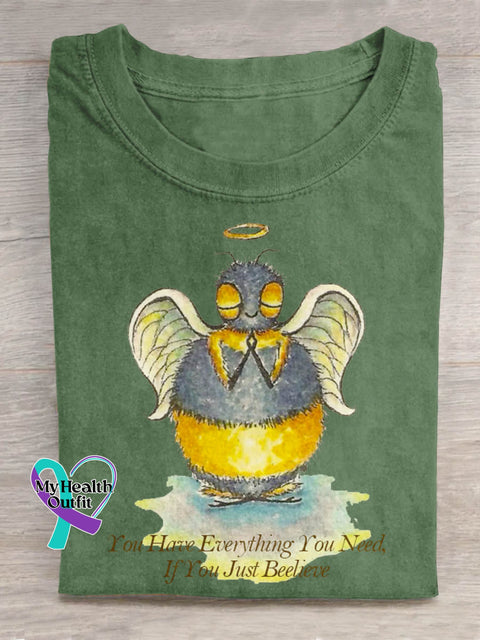 You Have Everything You Need Funny Bee Art Print Casual T shirt Green / S