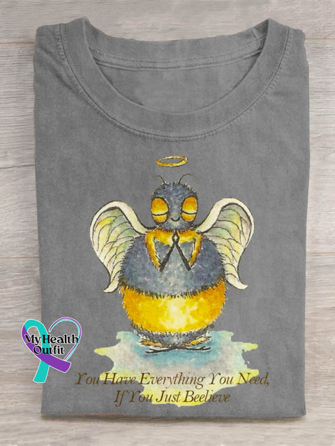 You Have Everything You Need Funny Bee Art Print Casual T shirt Grey / S