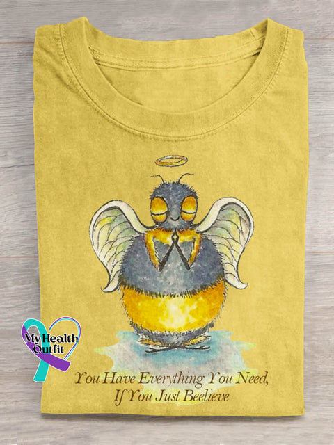 You Have Everything You Need Funny Bee Art Print Casual T shirt Yellow / S
