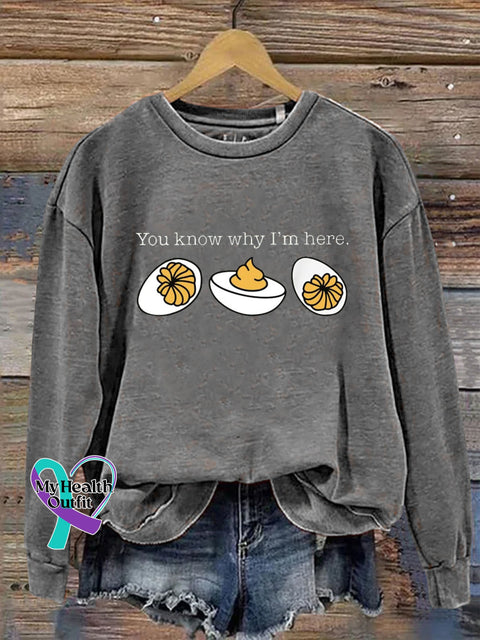 You Know Why I’m Here. Print Casual Sweatshirt Grey / S