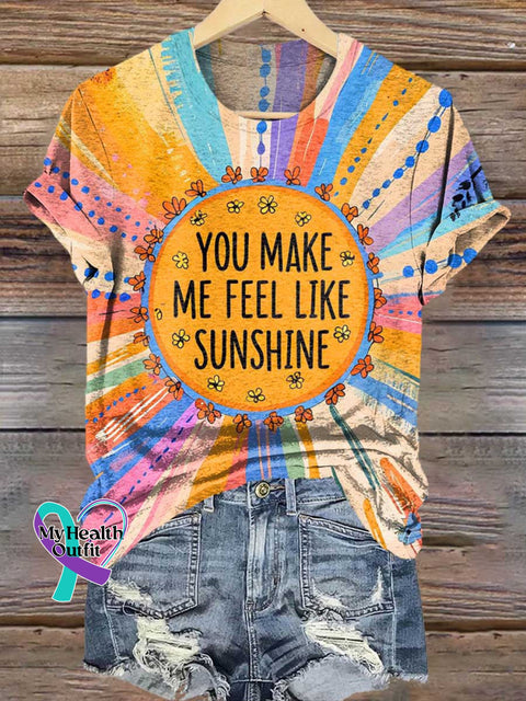 You Make Me Feel Like Sunshine Art Print Casual T-shirt Multicolor / S