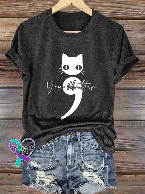 You Malter Cat SUICIDE PREVENTION AWARENESS T-shirt Black / S
