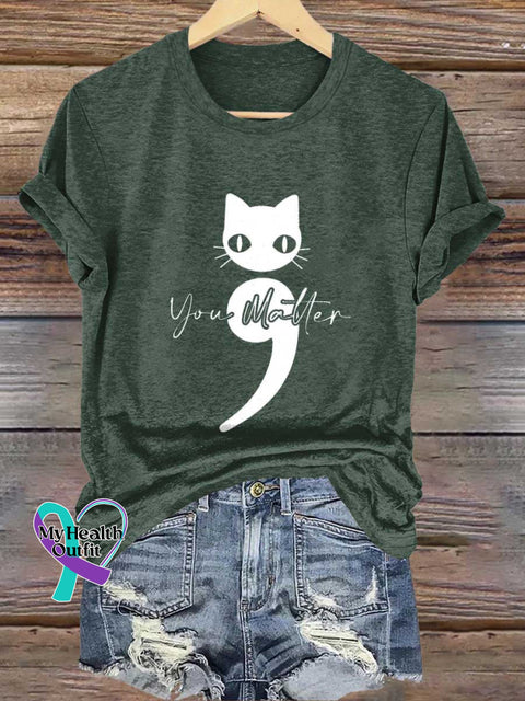You Malter Cat SUICIDE PREVENTION AWARENESS T-shirt Green / S