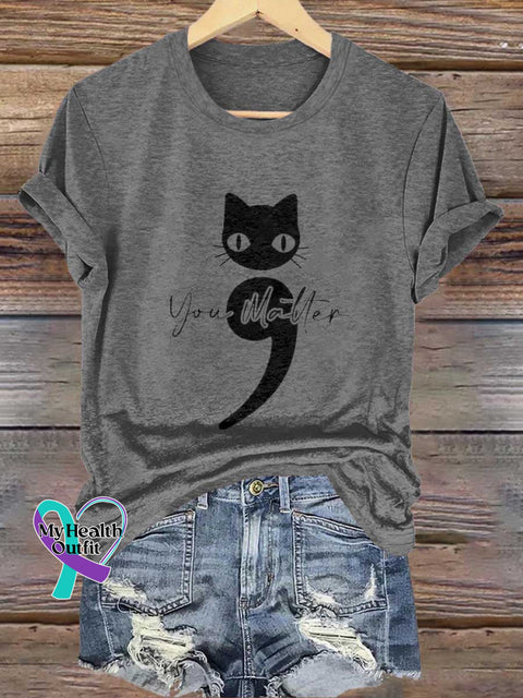 You Malter Cat SUICIDE PREVENTION AWARENESS T-shirt Grey / S
